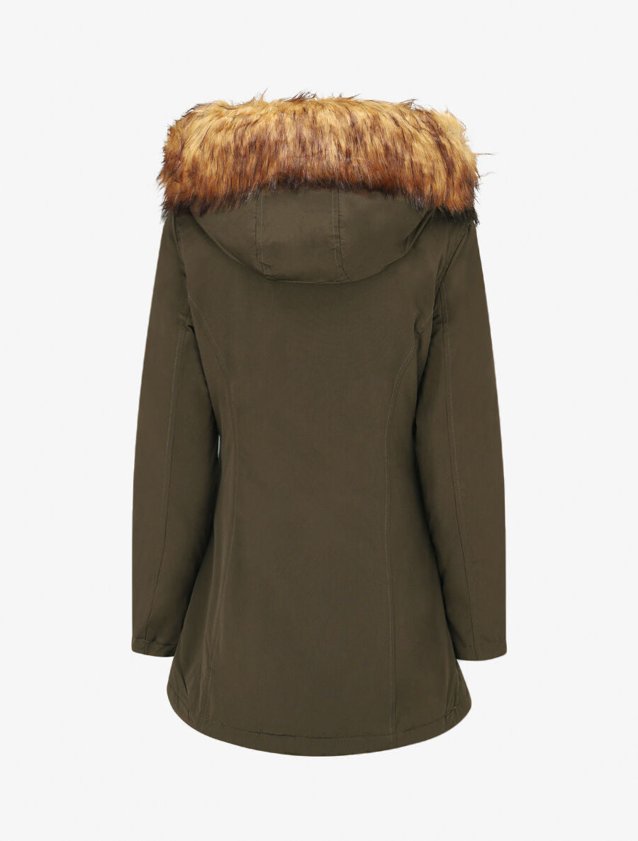 Parka unito con pelliccia sintetica removibile Cachi/cammello