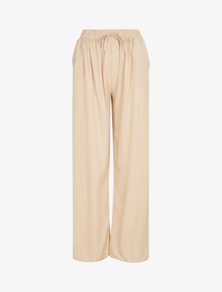 Pantalon ample élastiqué - Beige - 1