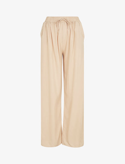 Pantalon ample élastiqué - Beige - 1