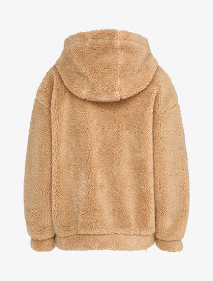 Manteau duveteux à capuche - Beige - 2