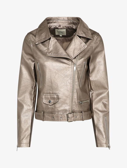 Perfecto en simili à col en fausse fourrure - Bronze - 3