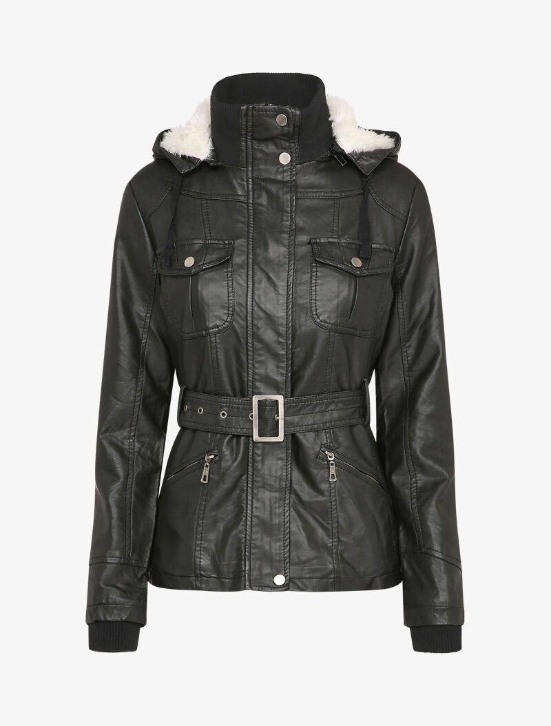 Parka fourrée en simili - Noir - 1