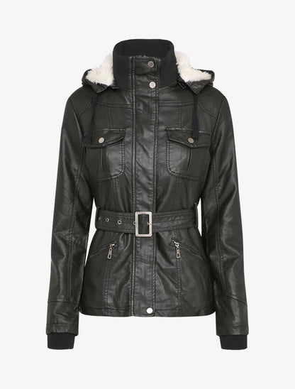 Parka fourrée en simili - Noir - 1
