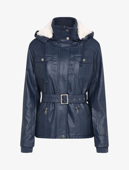 Parka fourrée en simili - Marine - 1