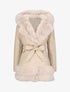 Manteau en simili à empiècement en fausse fourrure - Beige - 1