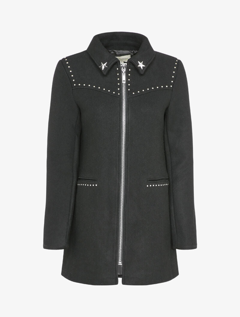 Manteau mi-long à étoiles et clous - Noir - 3