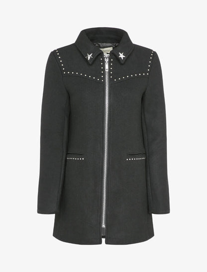 Manteau mi-long à étoiles et clous - Noir - 3