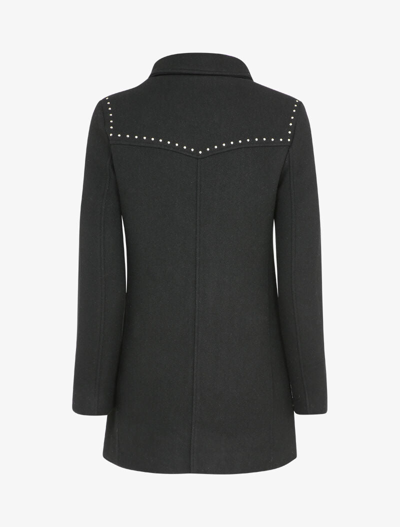 Manteau mi-long à étoiles et clous - Noir - 2