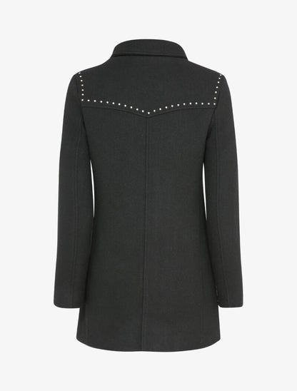Manteau mi-long à étoiles et clous - Noir - 2