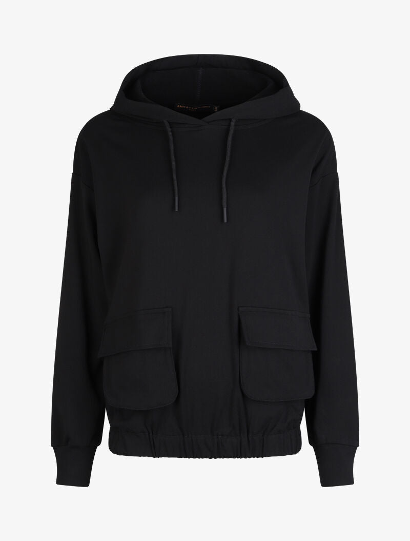 Sweat cargo à capuche - Noir - 1