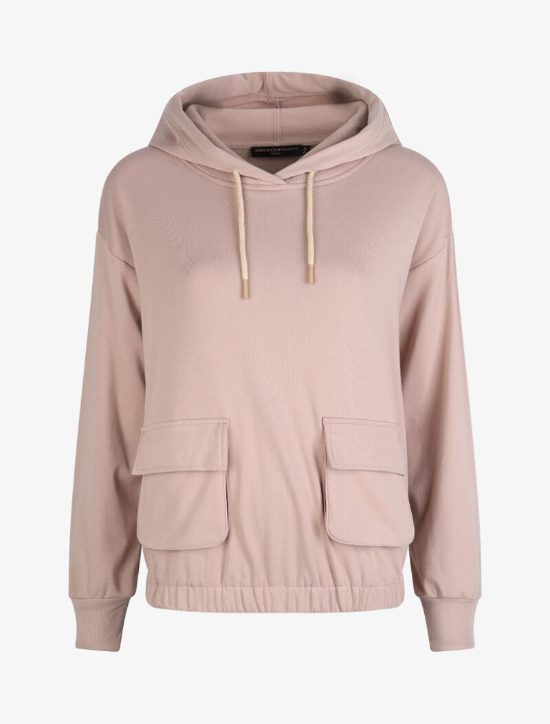 Sweat cargo à capuche - Taupe - 1