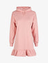 Robe sweat oversize volantée à capuche - Rose - 1