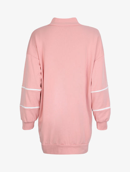 Robe sweat oversize à col zippé - Rose - 2