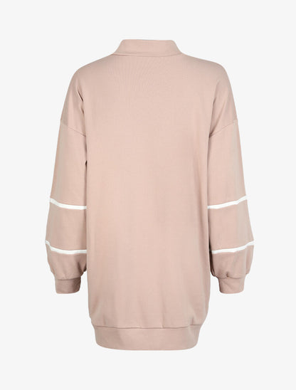 Robe sweat oversize à col zippé - Taupe - 2