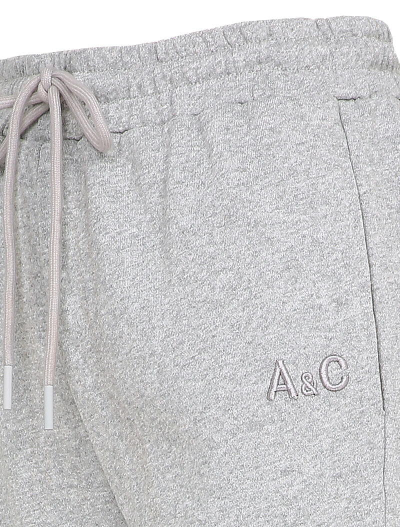 Jogging uni à broderie - Gris chiné - 3