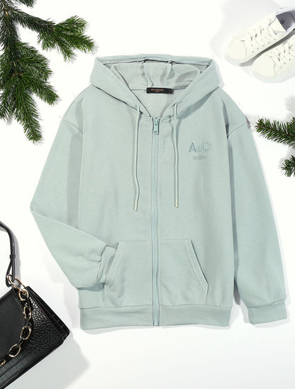 Sweat à capuche zippé - Vert d&