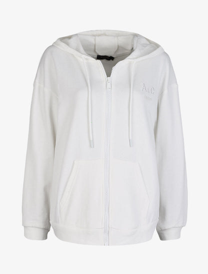 Sweat à capuche zippé - Blanc - 1