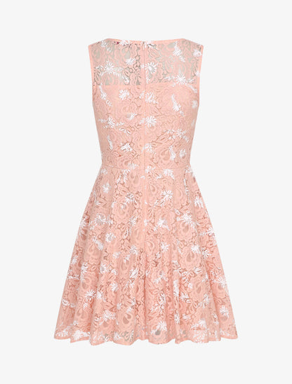 Robe patineuse sans manches en dentelle - Rose - 2
