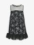 Robe babydoll imprimé roses et bords volantés - Noir - 1