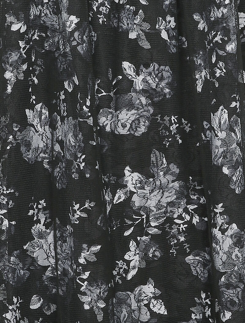 Robe babydoll imprimé roses et bords volantés - Noir - 3