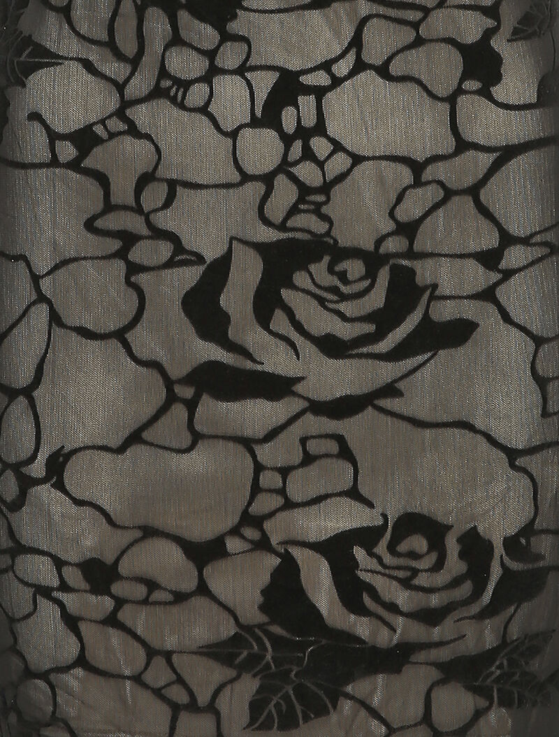 Robe moulante en velours dévoré à motif roses - Noir - 3
