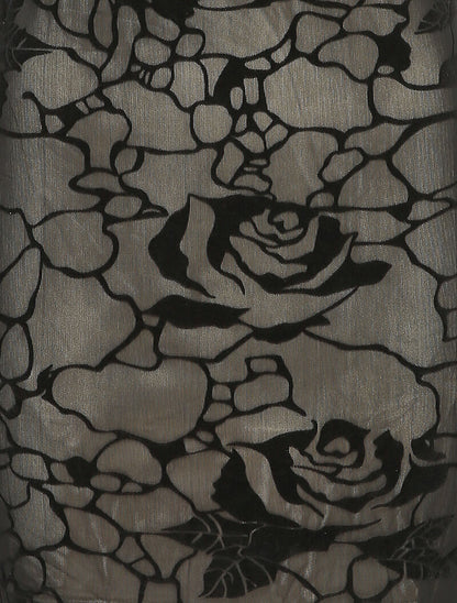 Robe moulante en velours dévoré à motif roses - Noir - 3