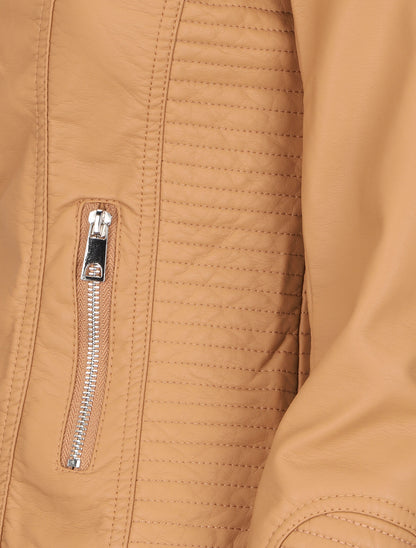 Veste matelassée en simili - Camel - 3