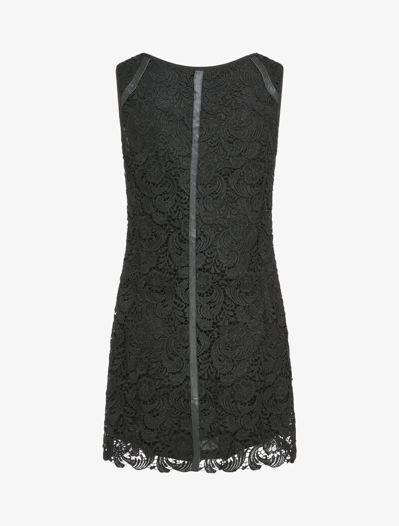 Robe droite en dentelle - Noir - 2