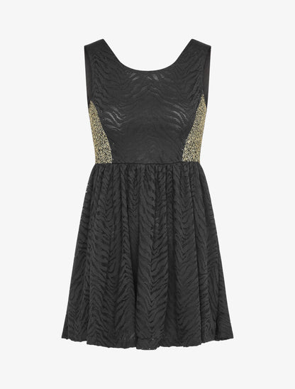 Robe en dentelle à détail sequins - Noir - 1