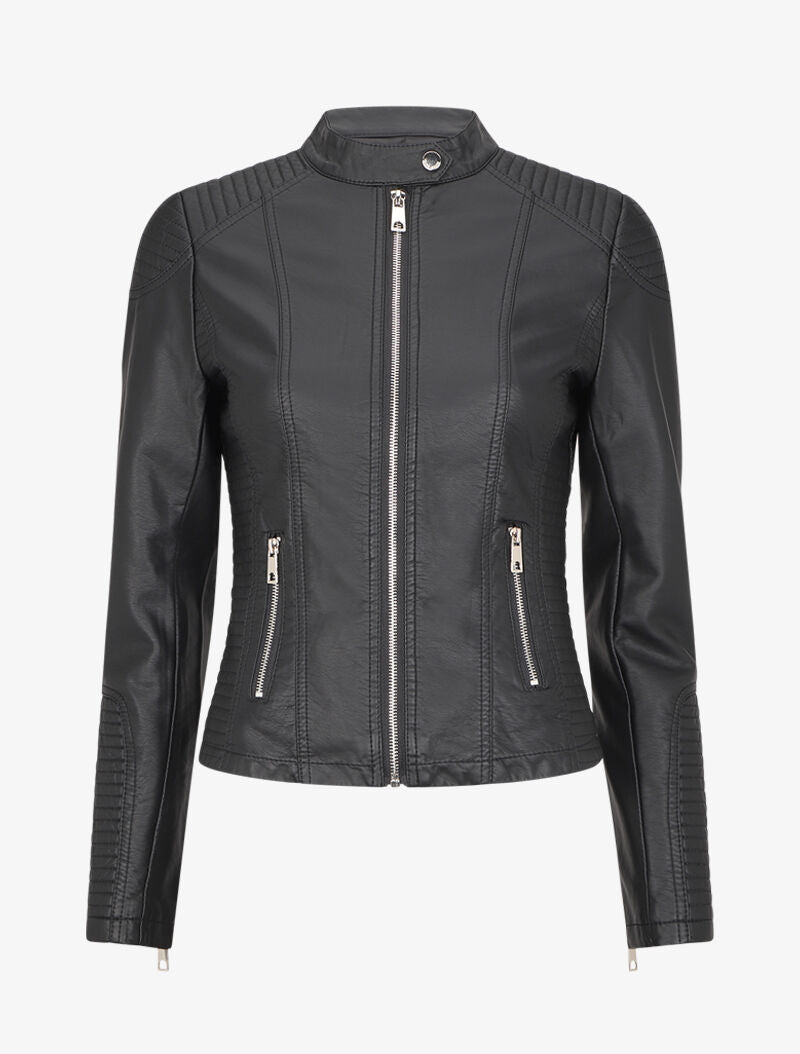 Veste matelassée en simili - Noir - 1