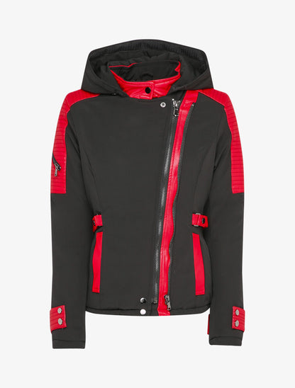 Doudoune à double zips et à empiècements - Noir/rouge - 5