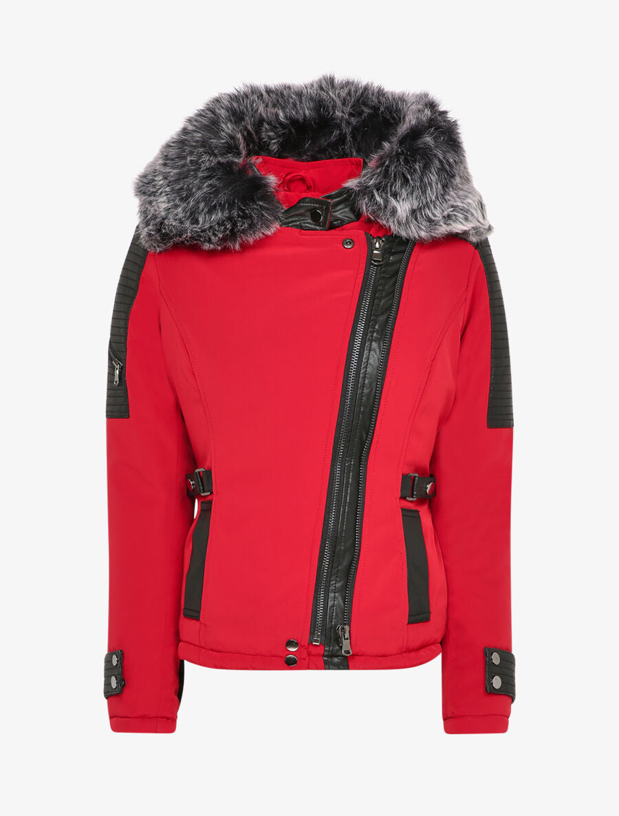Doudoune à double zips et à empiècements - Rouge/noir - 7