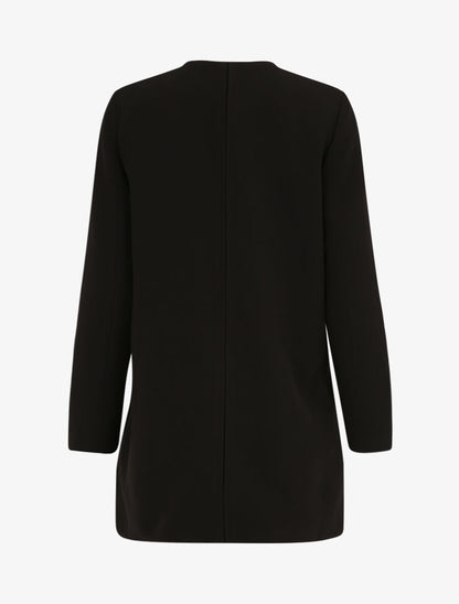 Manteau droit basique à col rond - Noir - 2
