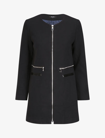 Manteau droit à poches décoratives - Marine - 4