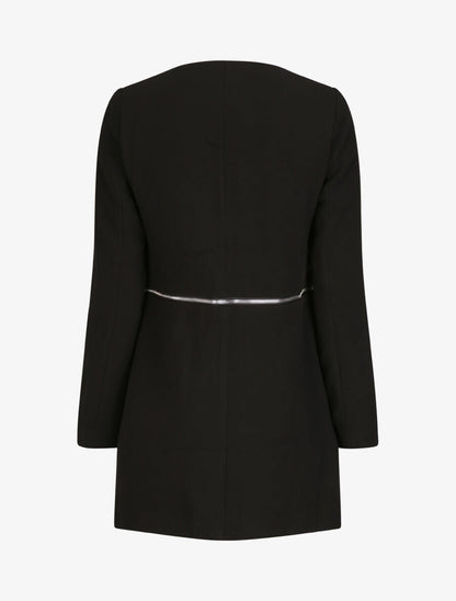 Manteau droit à poches décoratives - Noir - 2
