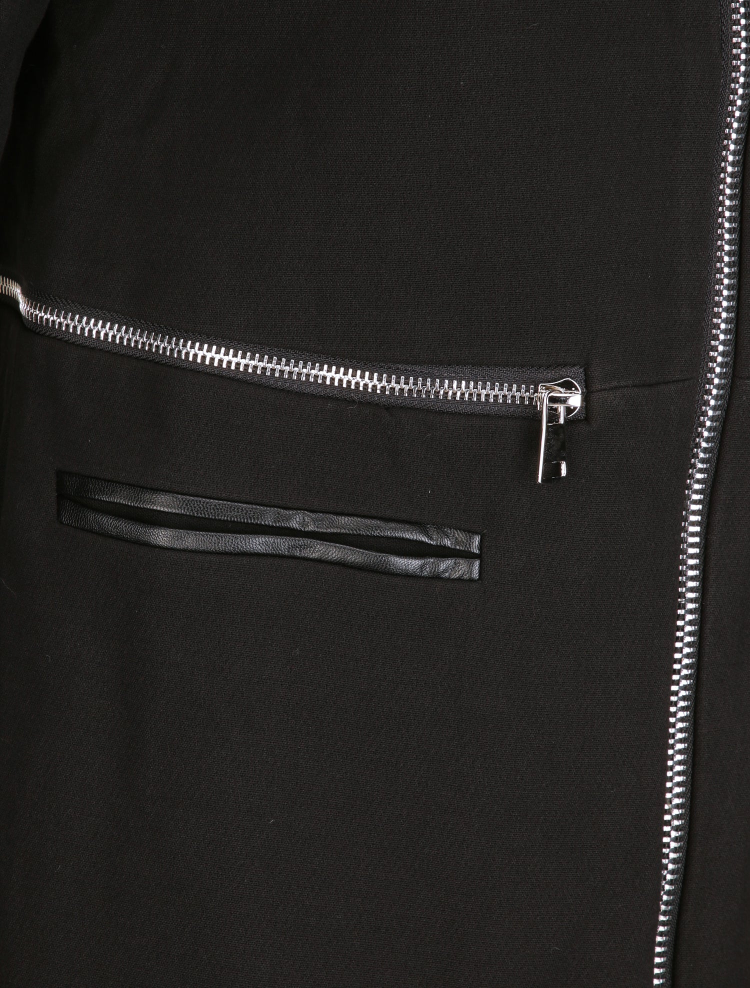 Manteau droit à poches décoratives - Noir - 3