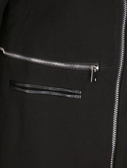 Manteau droit à poches décoratives - Noir - 3