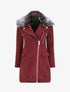 Manteau à col cranté et intérieur fourré - Lie de vin - 5