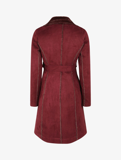 Manteau fourré en suédine - Prune - 2