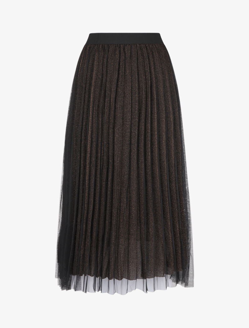 Jupe midi taille haute en tulle - Noir/or - 4