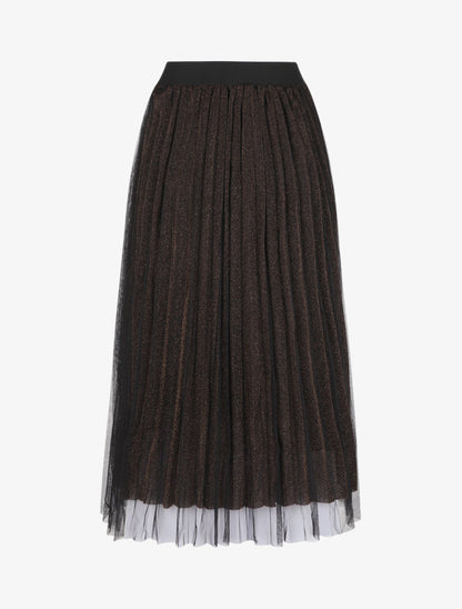 Jupe midi taille haute en tulle - Noir/or - 2