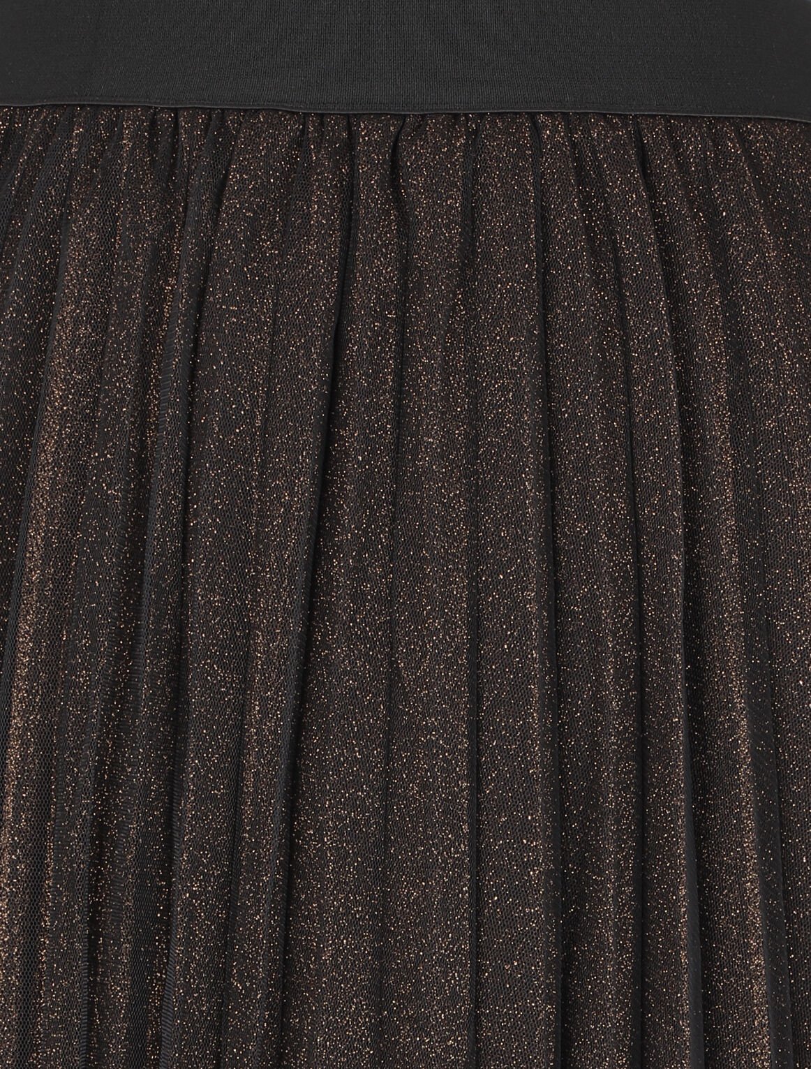 Jupe midi taille haute en tulle - Noir/or - 3