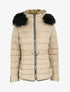 Doudoune fourrée à capuche à détail fausse fourrure - Beige - 4