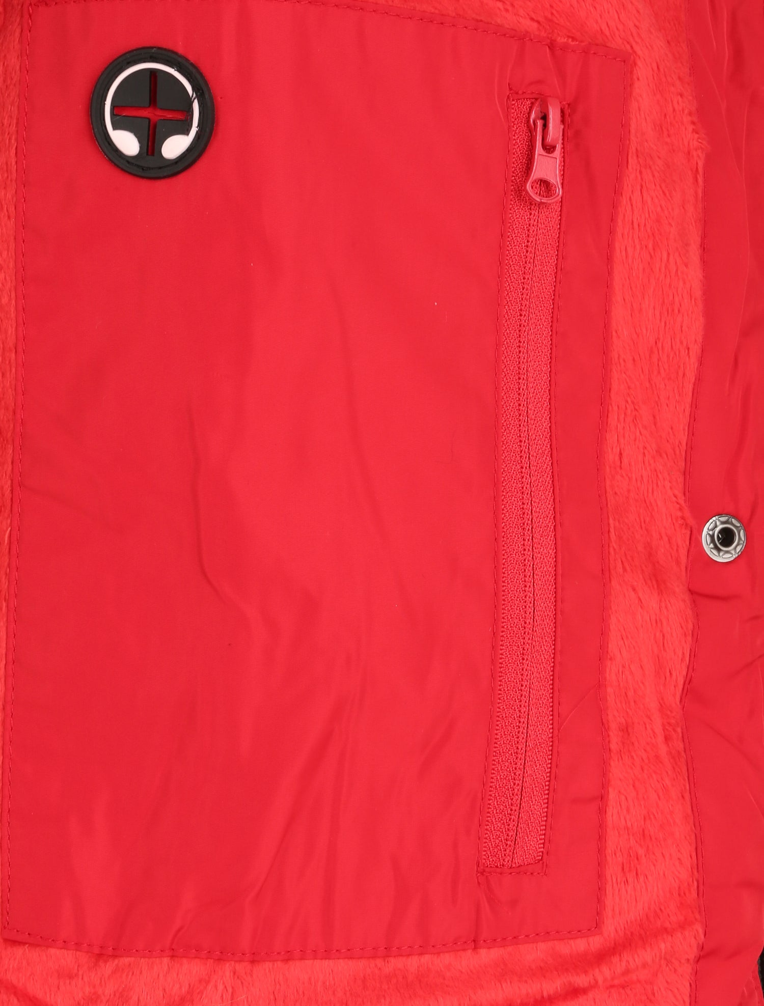 Doudoune fourrée à coutures en V - Rouge - 3