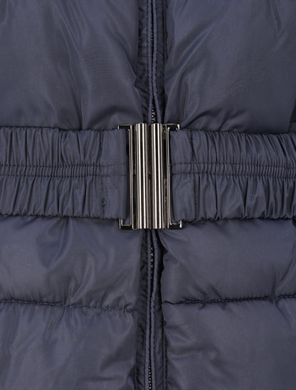 Doudoune mi-longue à poches zippées et capuche - Marine - 5