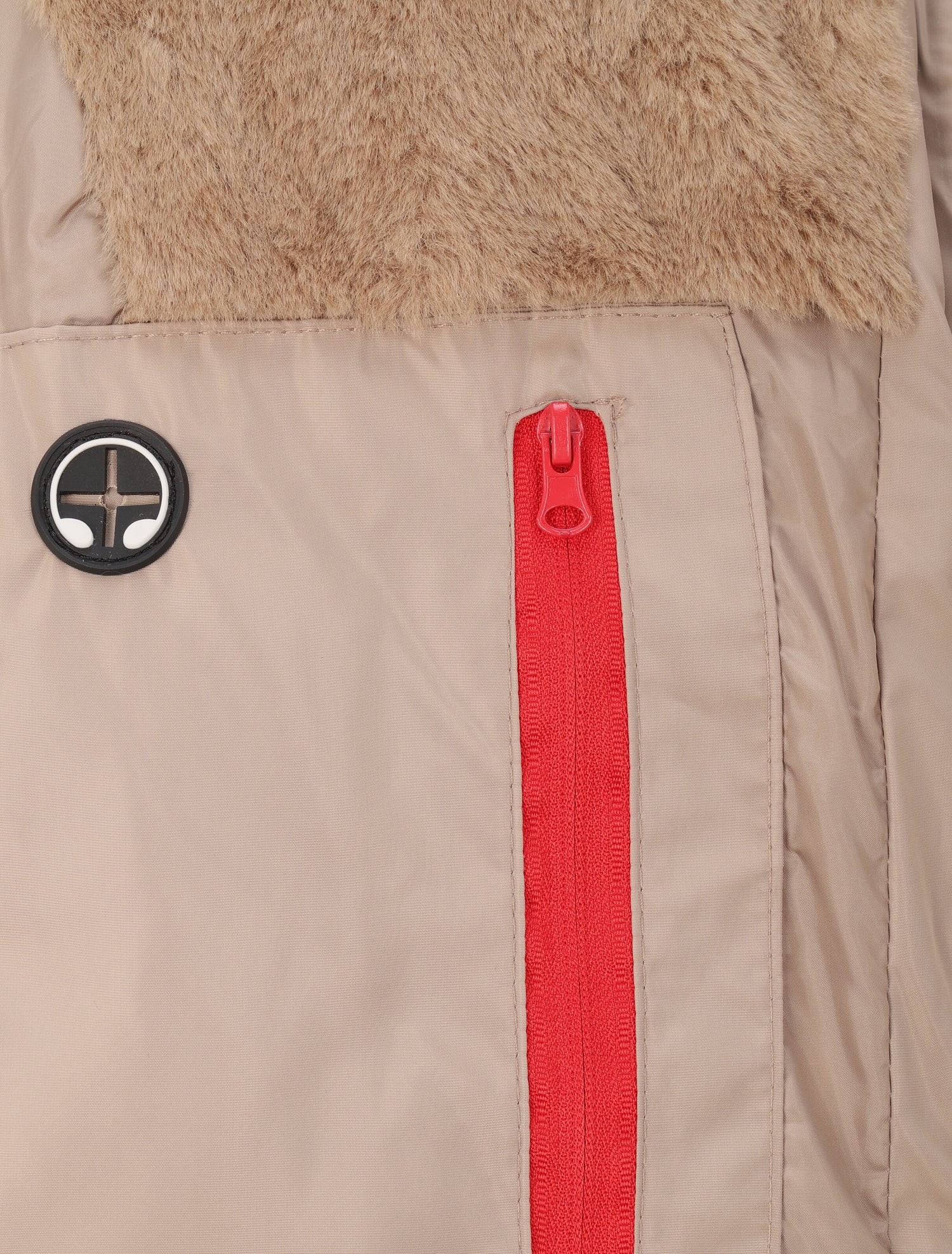Doudoune mi-longue à poches zippées et capuche - Taupe - 6