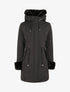 Parka mi-longue à détail fausse fourrure - Noir - 1