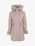 Parka mi-longue à détail fausse fourrure - Taupe - 1