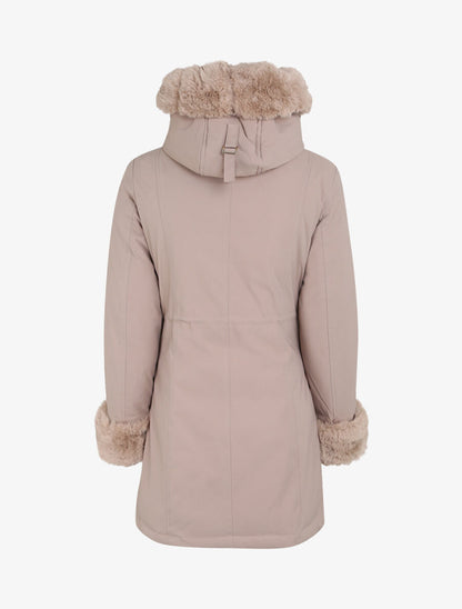 Parka mi-longue à détail fausse fourrure - Taupe - 2