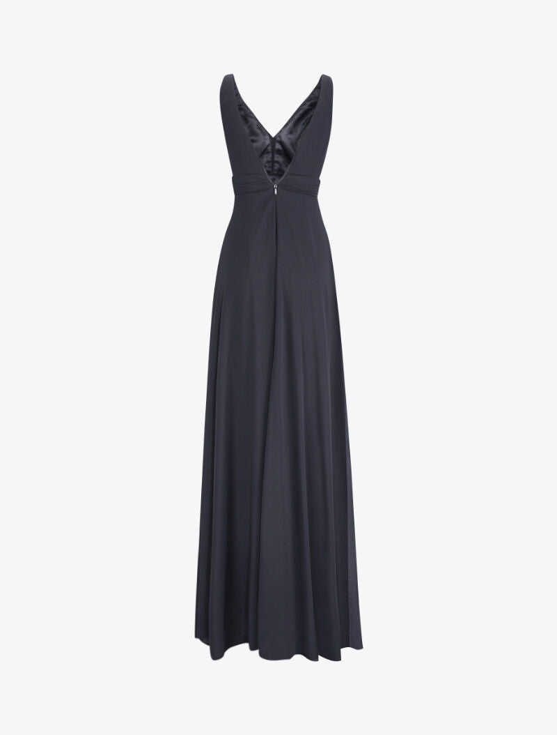 Robe longue empire à détail plissé - Noir - 2
